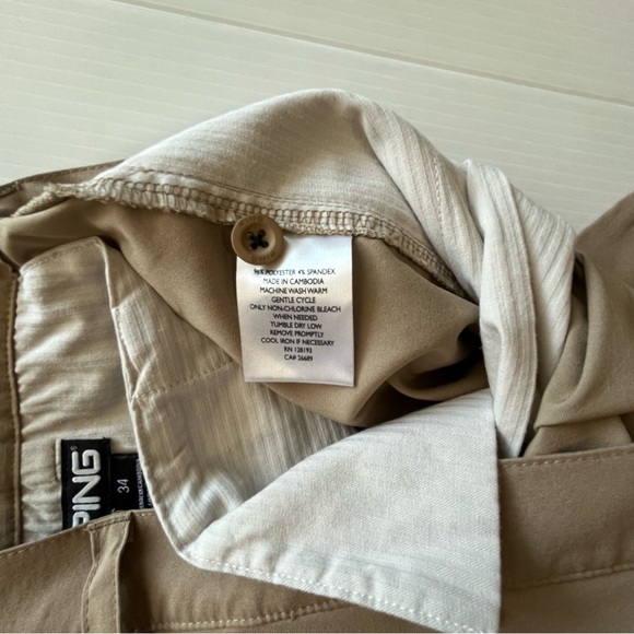 Ping SensorCool Flat Front Golf Shorts Tan Size 34 Waist - Picture 8 of 9